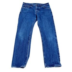 Shockoe Atelier Jeans Men 32x28 Slim Straight Denim Button Fly Med Wash Faded